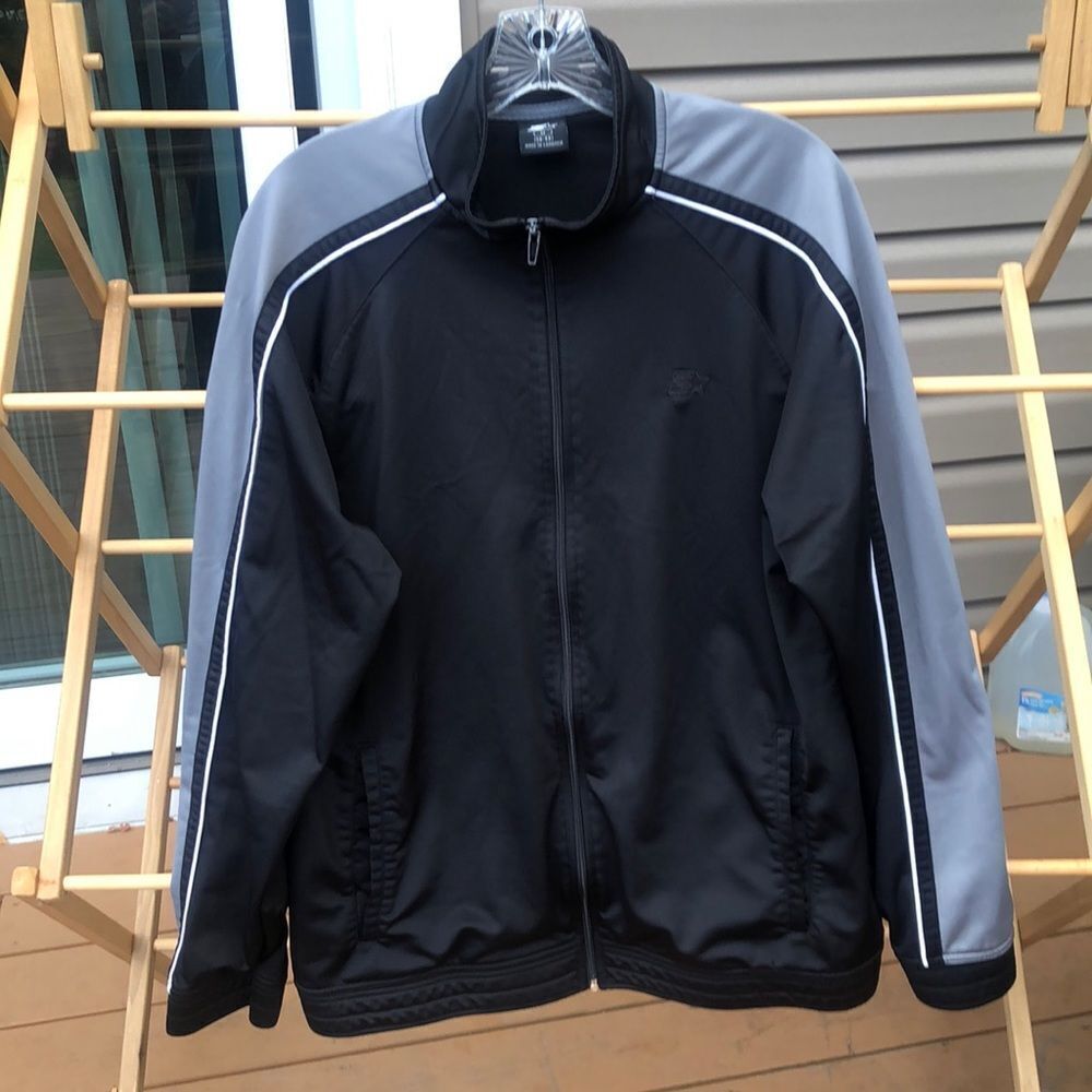 Starter Performance Athletic Jacket Men’s Size M 38-40 Zip Up Black Gray